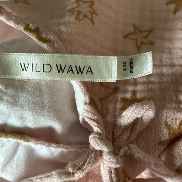 WILD WAWA Pink and Gold Gauzy Star Print Dress - Picture 4 of 4